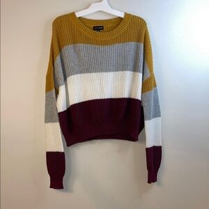 Ambiance Apparel Crew Neck Women’s Colorblock Sweater Size Large #96